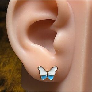 ❤️⭐ Butterfly Stud Earrings in White and Blue